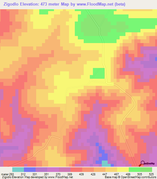 Zigodlo,South Africa Elevation Map