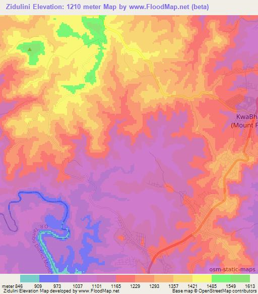 Zidulini,South Africa Elevation Map