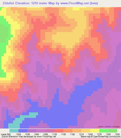 Zidulini,South Africa Elevation Map