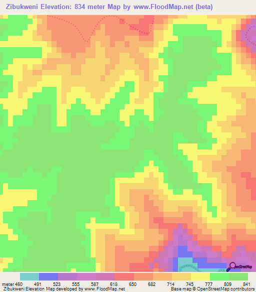 Zibukweni,South Africa Elevation Map