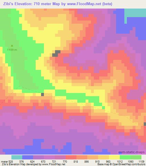 Zibi's,South Africa Elevation Map