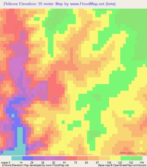 Zhikova,South Africa Elevation Map