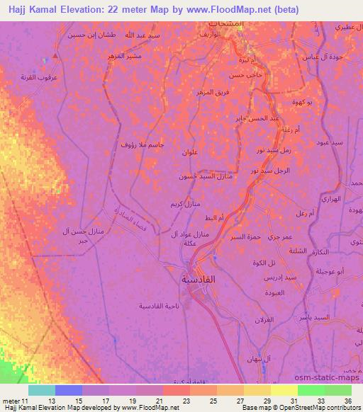 Hajj Kamal,Iraq Elevation Map