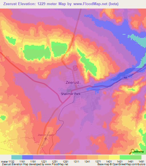 Zeerust,South Africa Elevation Map