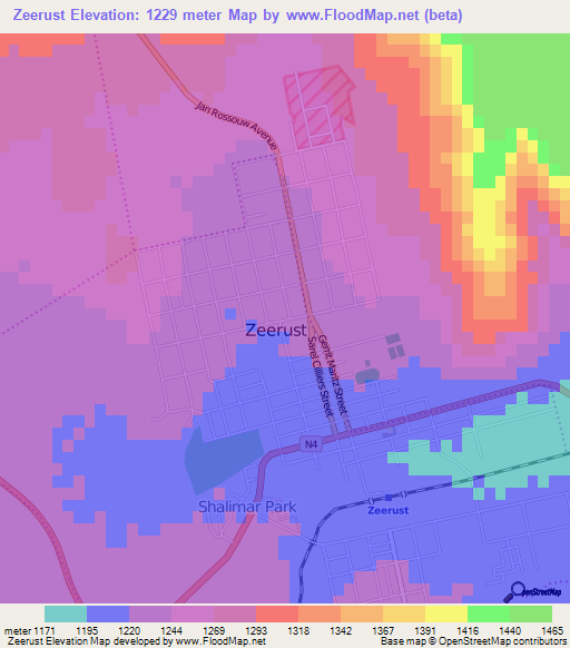 Zeerust,South Africa Elevation Map