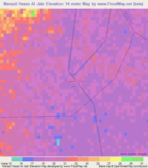 Manazil Hasan Al Jabr,Iraq Elevation Map