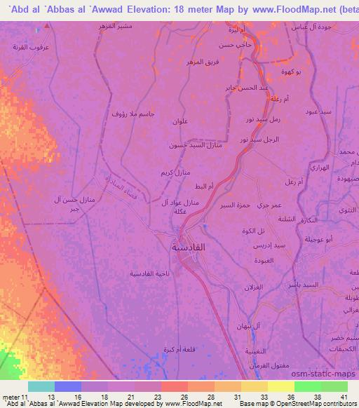 `Abd al `Abbas al `Awwad,Iraq Elevation Map