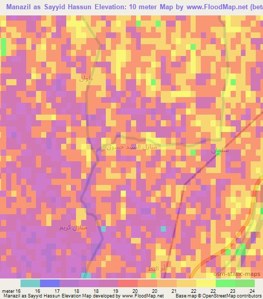 Manazil as Sayyid Hassun,Iraq Elevation Map