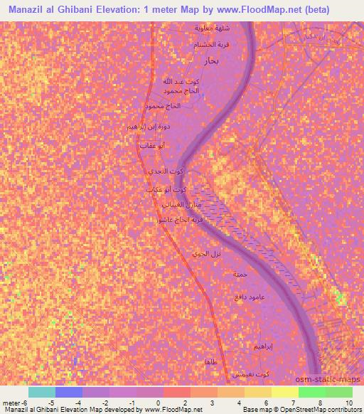 Manazil al Ghibani,Iraq Elevation Map