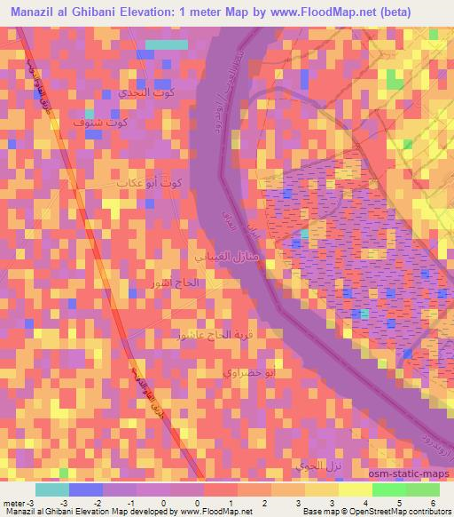 Manazil al Ghibani,Iraq Elevation Map