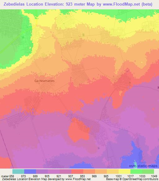 Zebedielas Location,South Africa Elevation Map