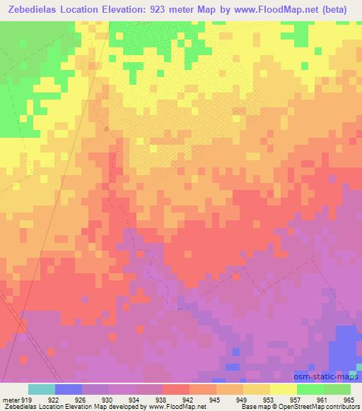 Zebedielas Location,South Africa Elevation Map