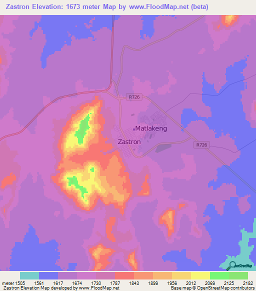 Zastron,South Africa Elevation Map