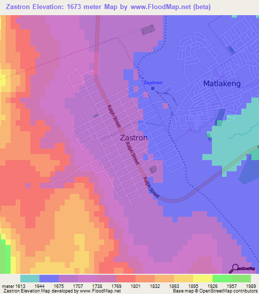 Zastron,South Africa Elevation Map