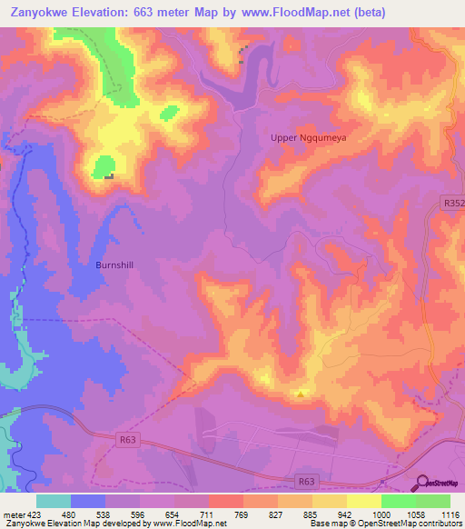 Zanyokwe,South Africa Elevation Map