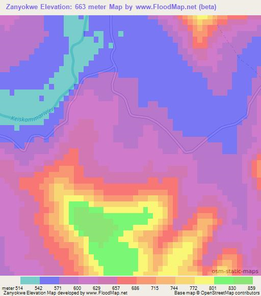 Zanyokwe,South Africa Elevation Map