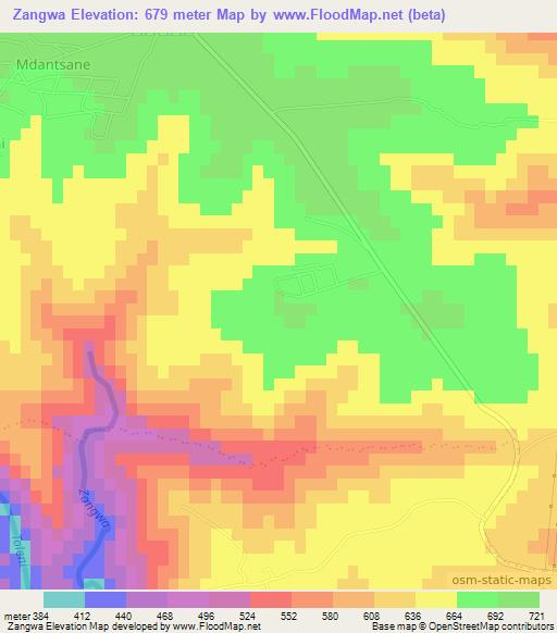 Zangwa,South Africa Elevation Map