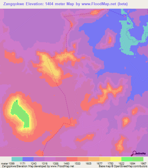 Zangqokwe,South Africa Elevation Map