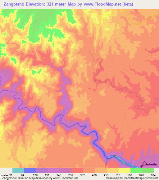 Zangotsho,South Africa Elevation Map