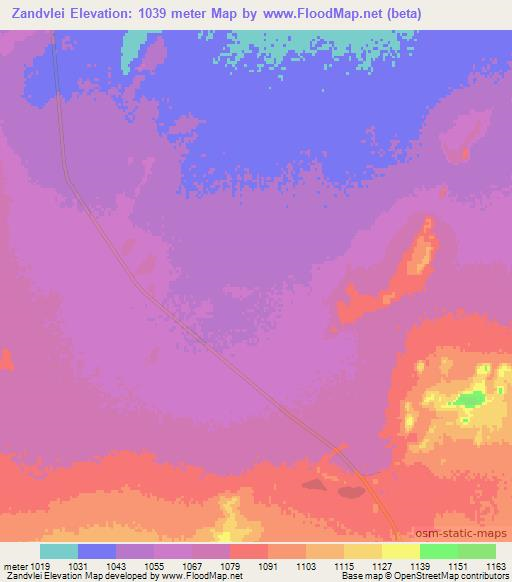 Zandvlei,South Africa Elevation Map