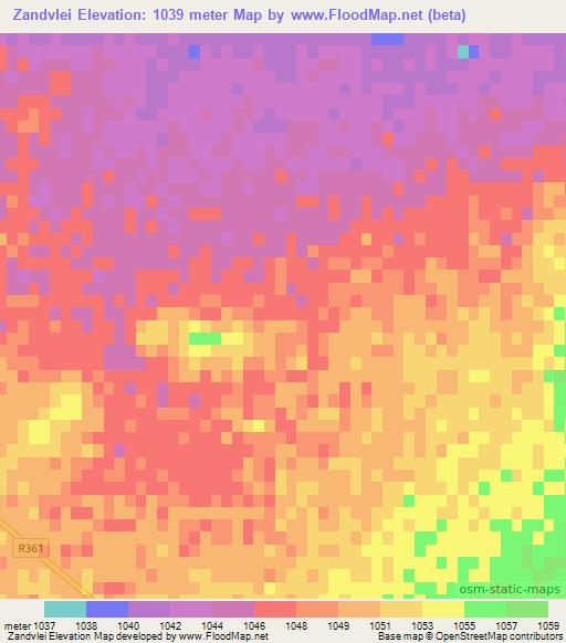 Zandvlei,South Africa Elevation Map