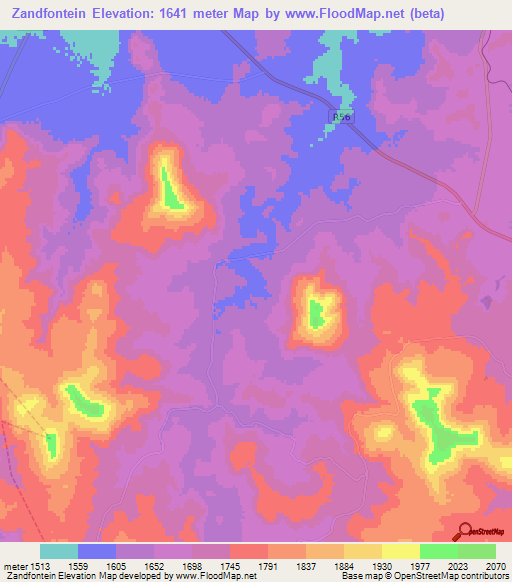 Zandfontein,South Africa Elevation Map