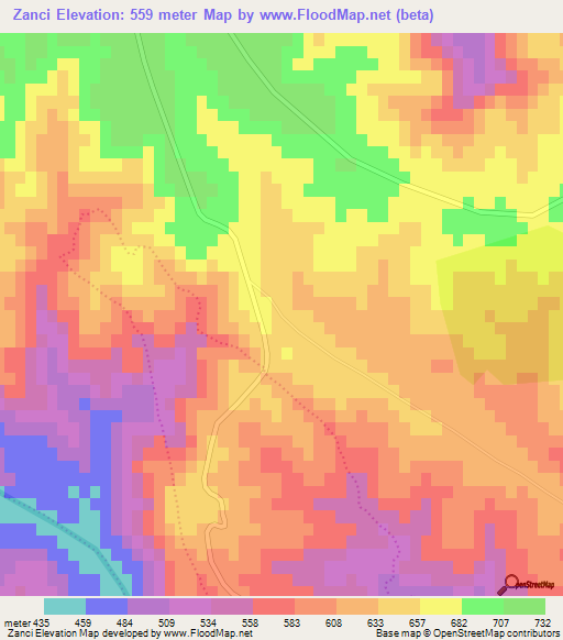 Zanci,South Africa Elevation Map