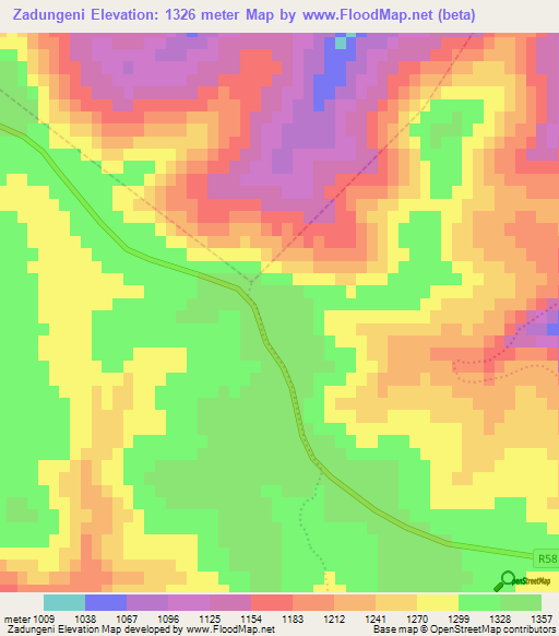 Zadungeni,South Africa Elevation Map