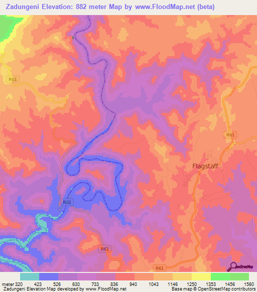 Zadungeni,South Africa Elevation Map