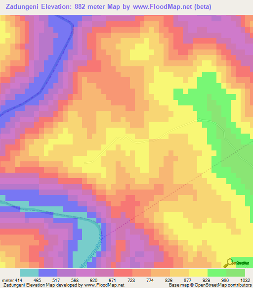 Zadungeni,South Africa Elevation Map