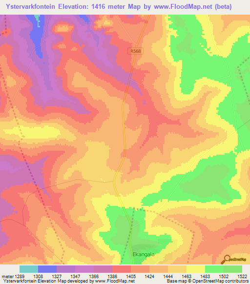 Ystervarkfontein,South Africa Elevation Map