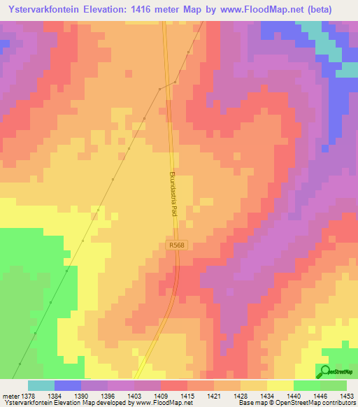Ystervarkfontein,South Africa Elevation Map
