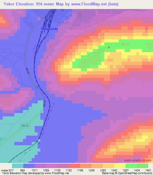 Yskor,South Africa Elevation Map