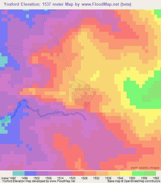 Yoxford,South Africa Elevation Map