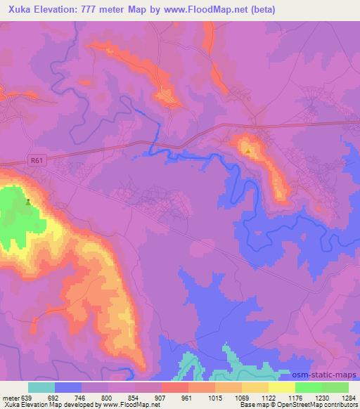 Xuka,South Africa Elevation Map