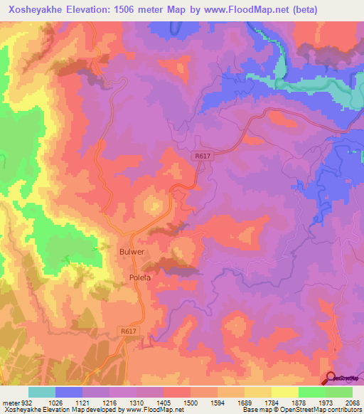 Xosheyakhe,South Africa Elevation Map