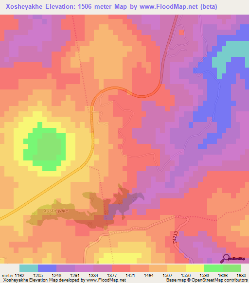 Xosheyakhe,South Africa Elevation Map