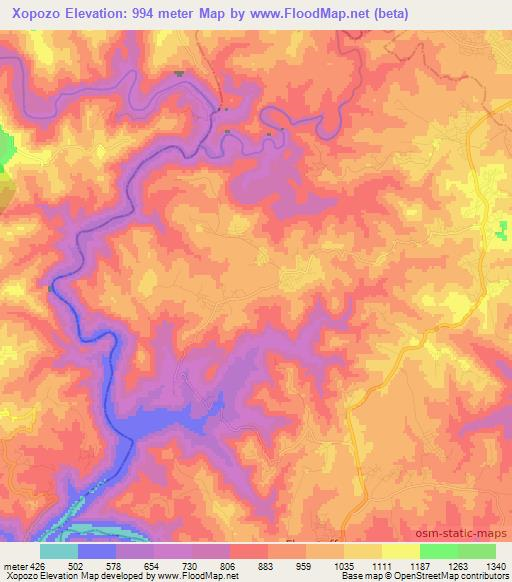 Xopozo,South Africa Elevation Map