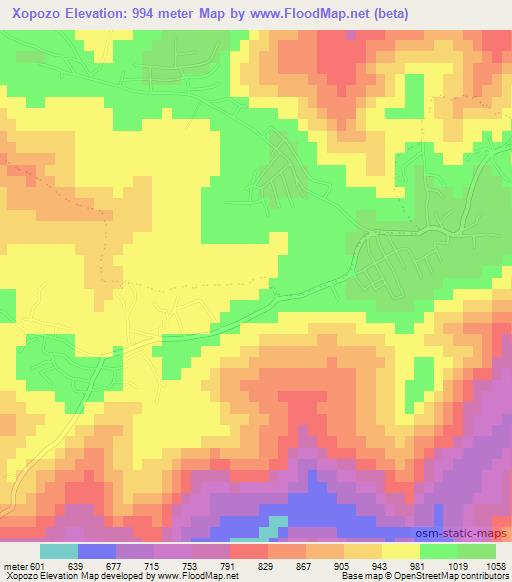 Xopozo,South Africa Elevation Map