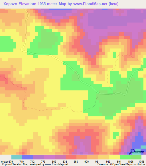 Xopozo,South Africa Elevation Map