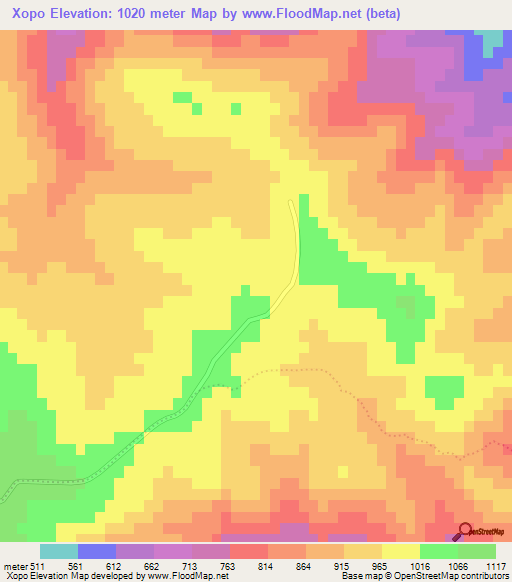 Xopo,South Africa Elevation Map