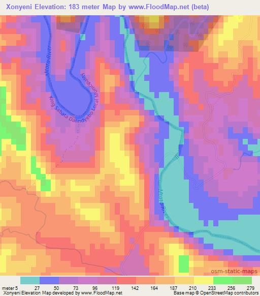 Xonyeni,South Africa Elevation Map