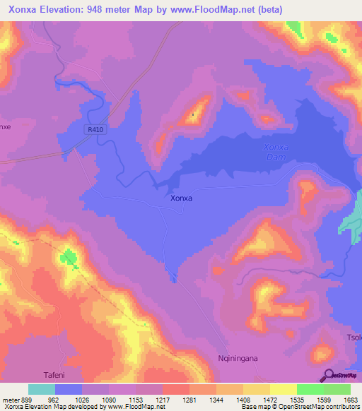 Xonxa,South Africa Elevation Map