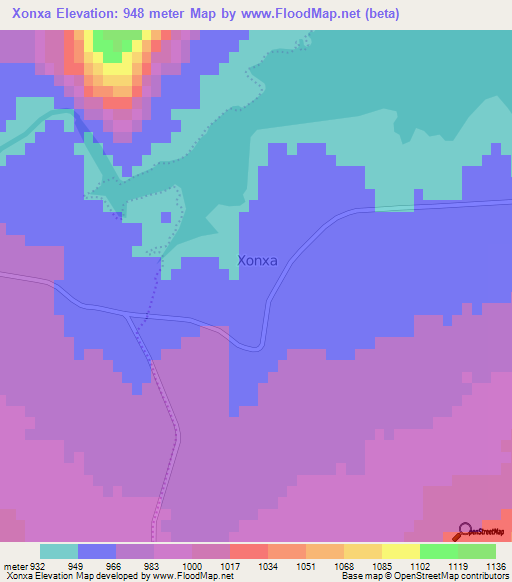 Xonxa,South Africa Elevation Map