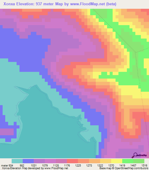 Xonxa,South Africa Elevation Map