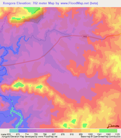 Xongora,South Africa Elevation Map