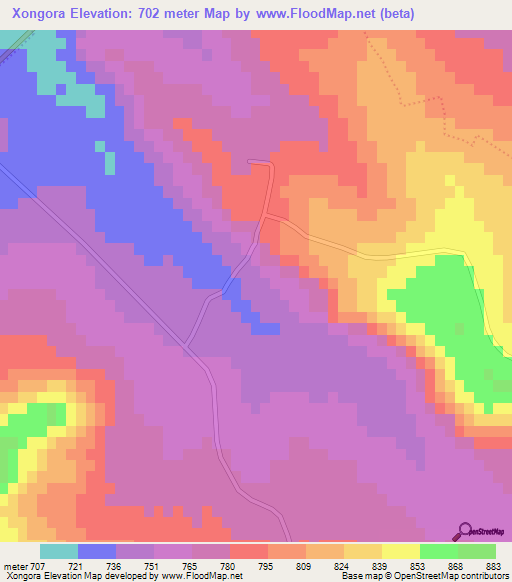 Xongora,South Africa Elevation Map