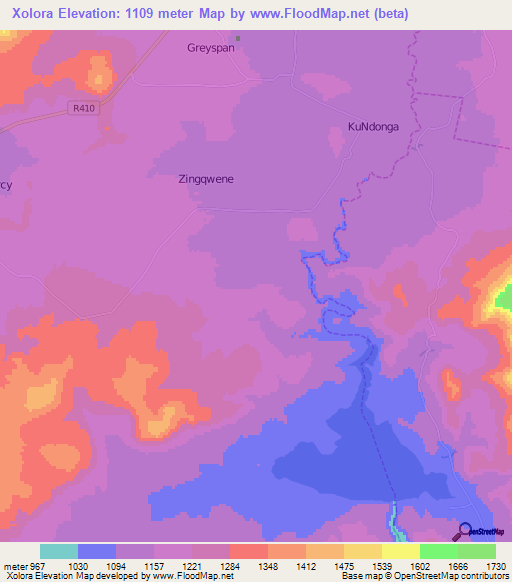 Xolora,South Africa Elevation Map