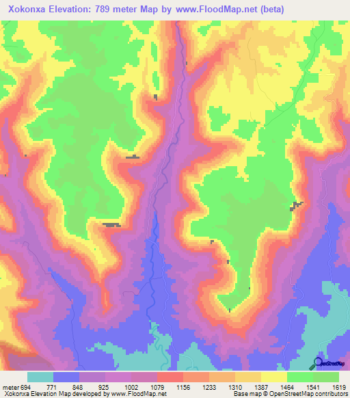 Xokonxa,South Africa Elevation Map