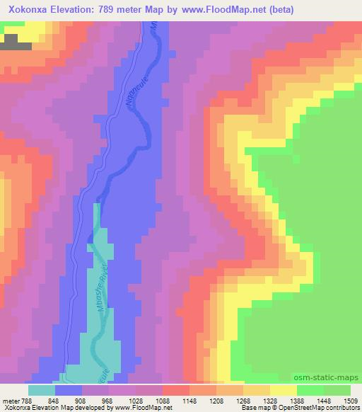 Xokonxa,South Africa Elevation Map